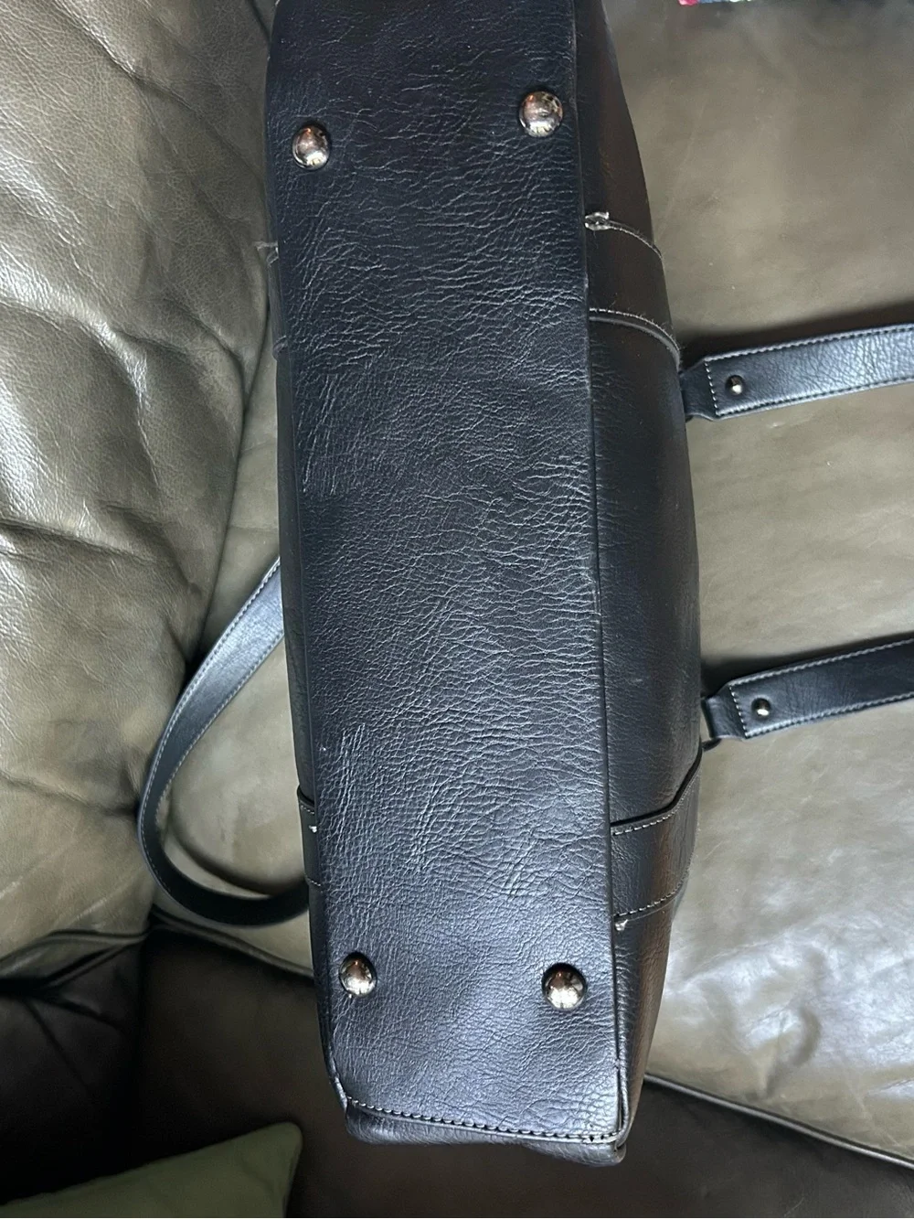 Kenneth Cole Reaction Black faux Leather Laptop Tote Bag